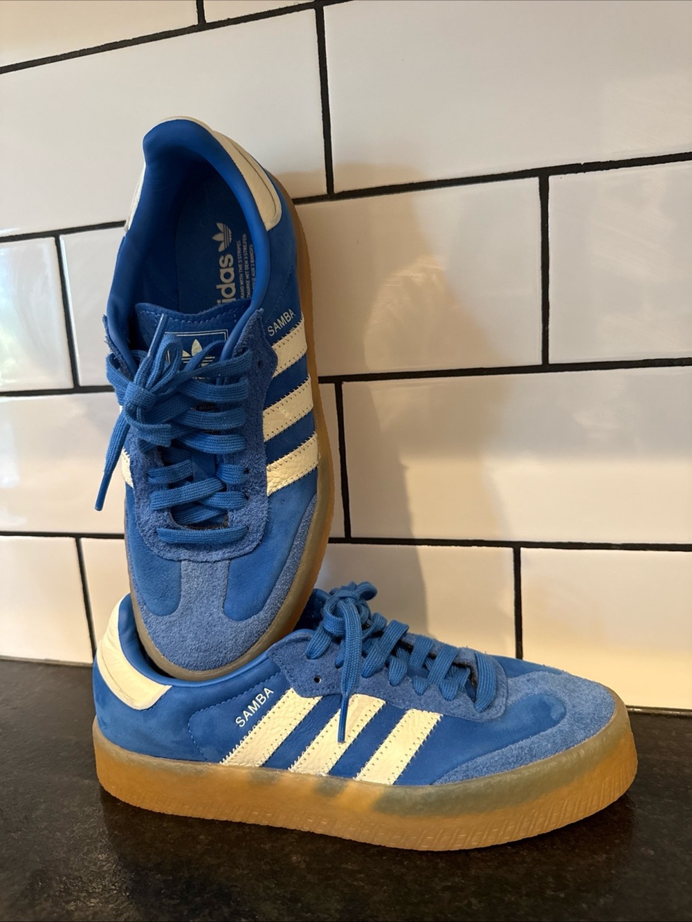 adidas Samba Men's Blue and White Suede Sneakers